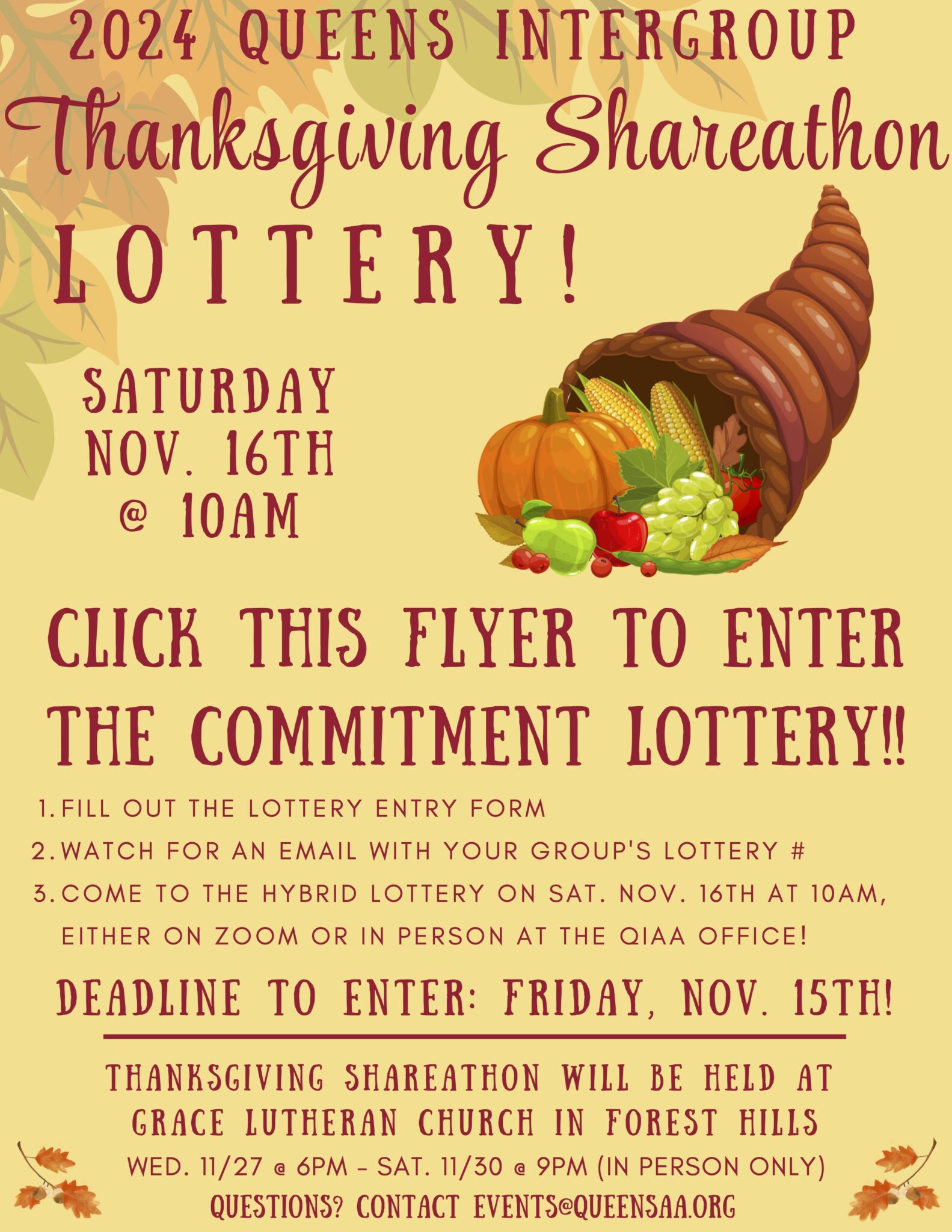 Thanksgiving Shareathon lottery - click here to register